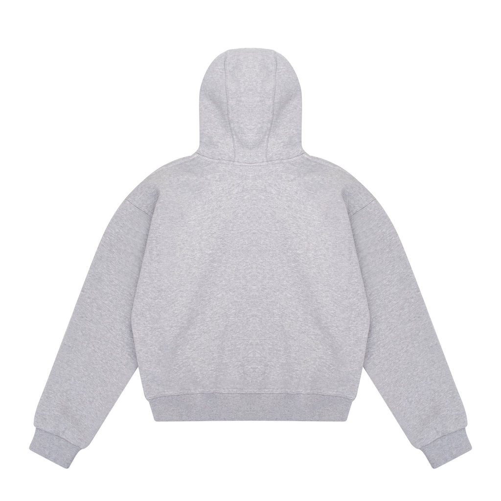 GREY DOUBLE HOOD  ZIP UP