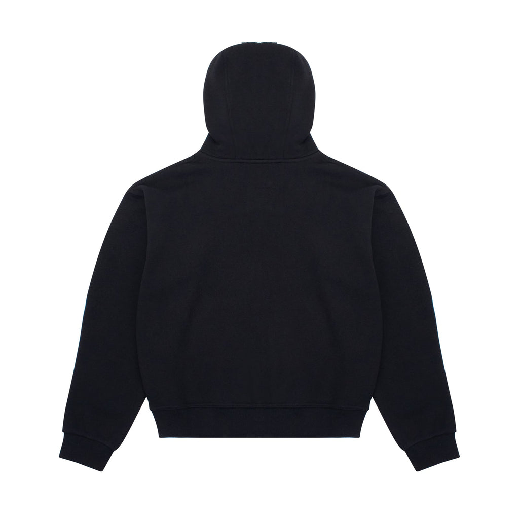 BLACK DOUBLE HOOD  ZIP UP