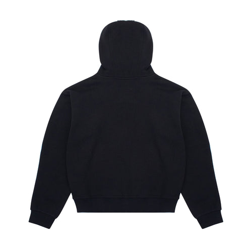 BLACK DOUBLE HOOD  ZIP UP