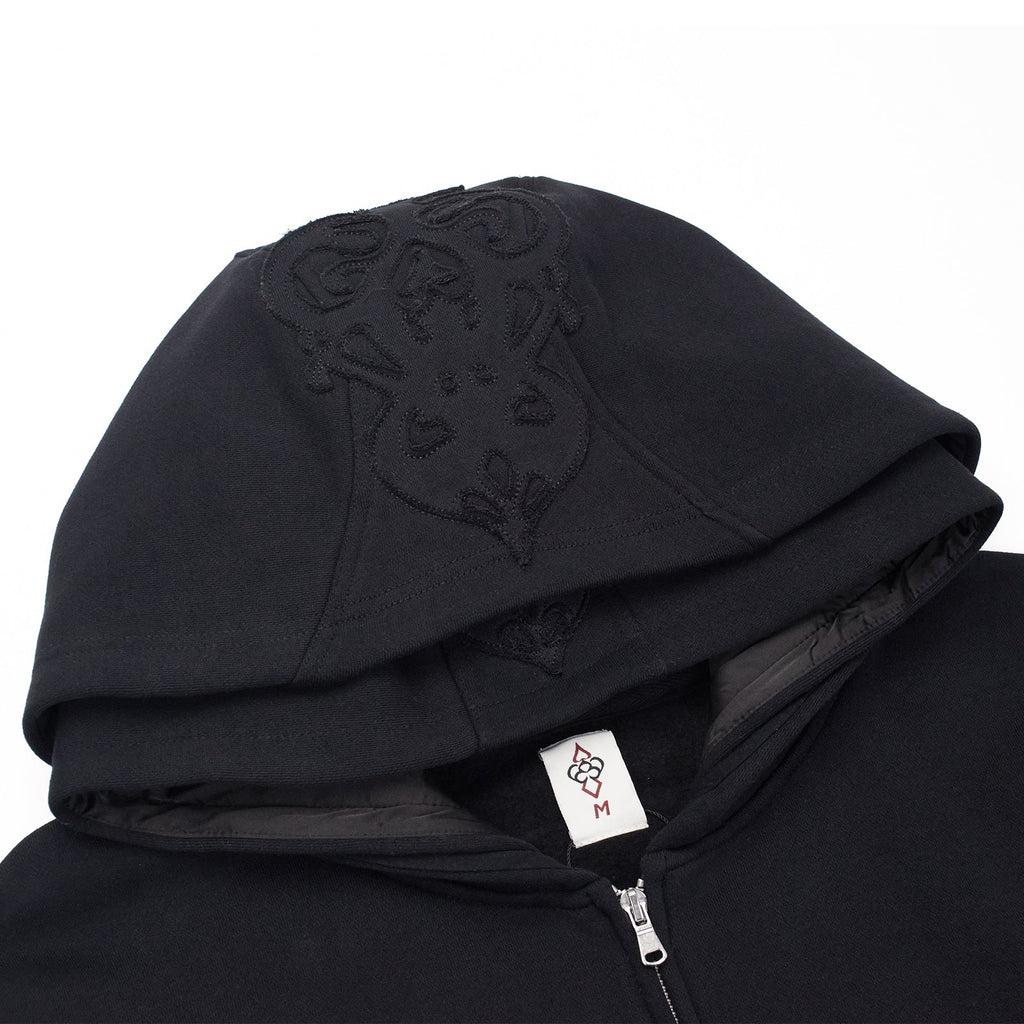 BLACK DOUBLE HOOD  ZIP UP