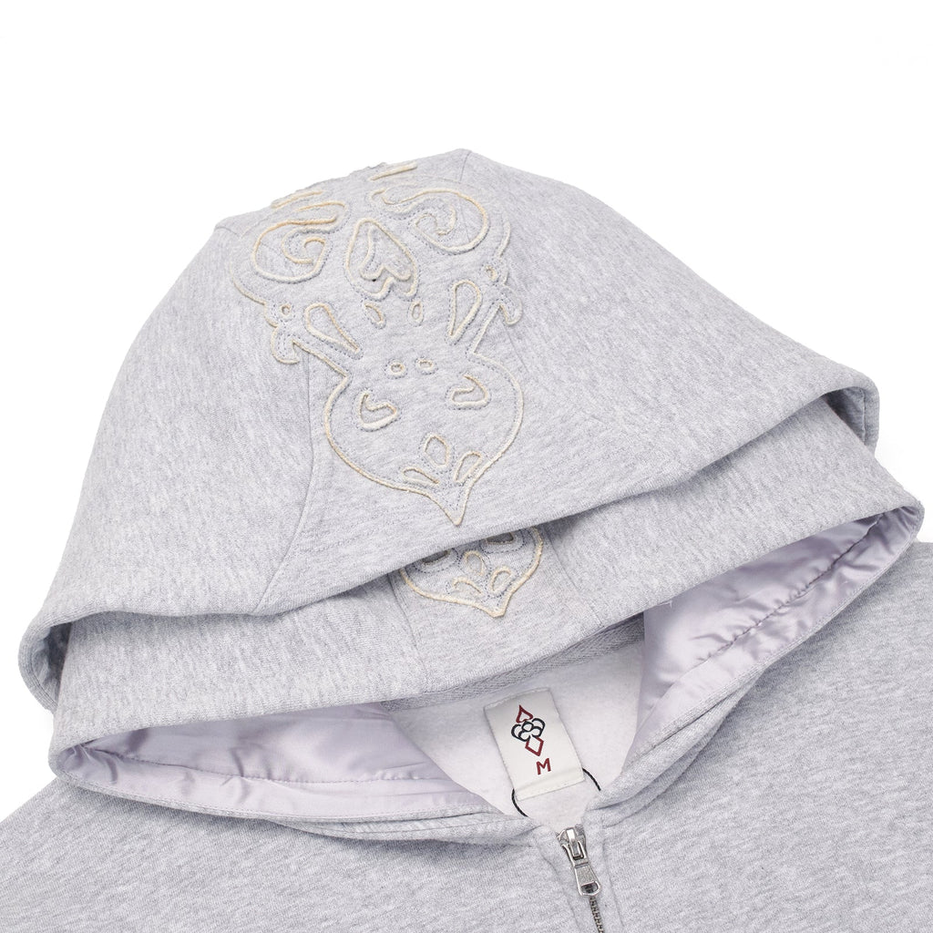 GREY DOUBLE HOOD  ZIP UP
