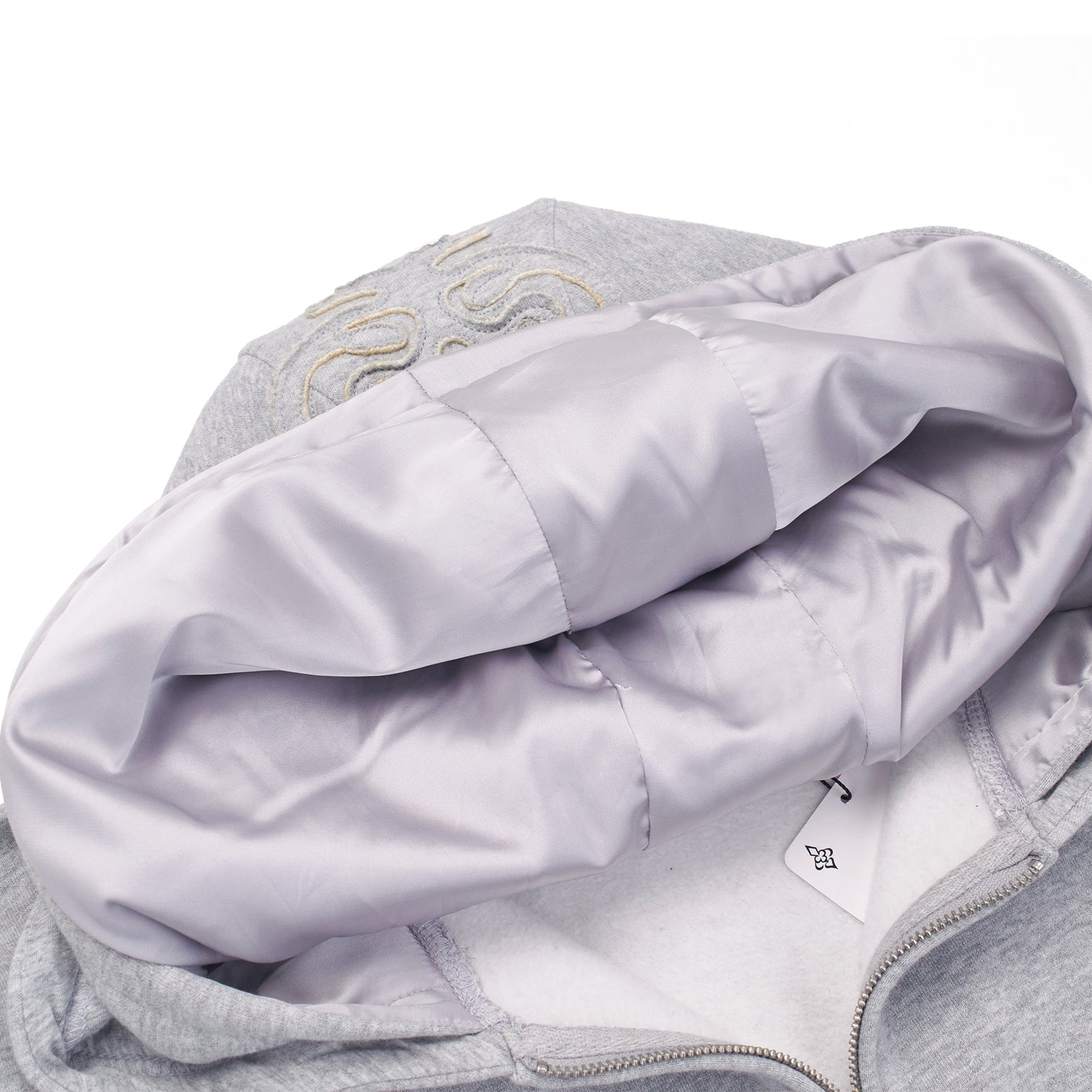 GREY DOUBLE HOOD  ZIP UP