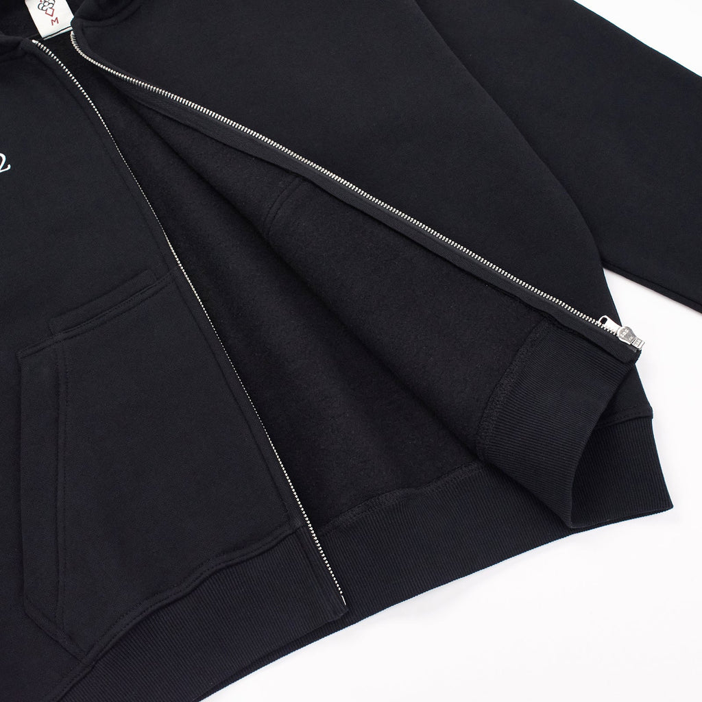 BLACK DOUBLE HOOD  ZIP UP