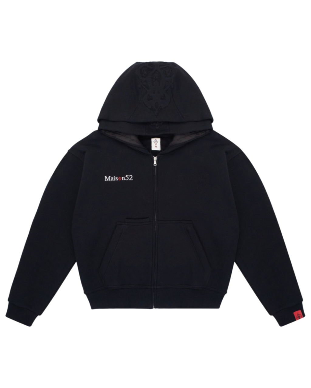 BLACK DOUBLE HOOD  ZIP UP