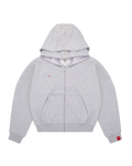 GREY DOUBLE HOOD  ZIP UP