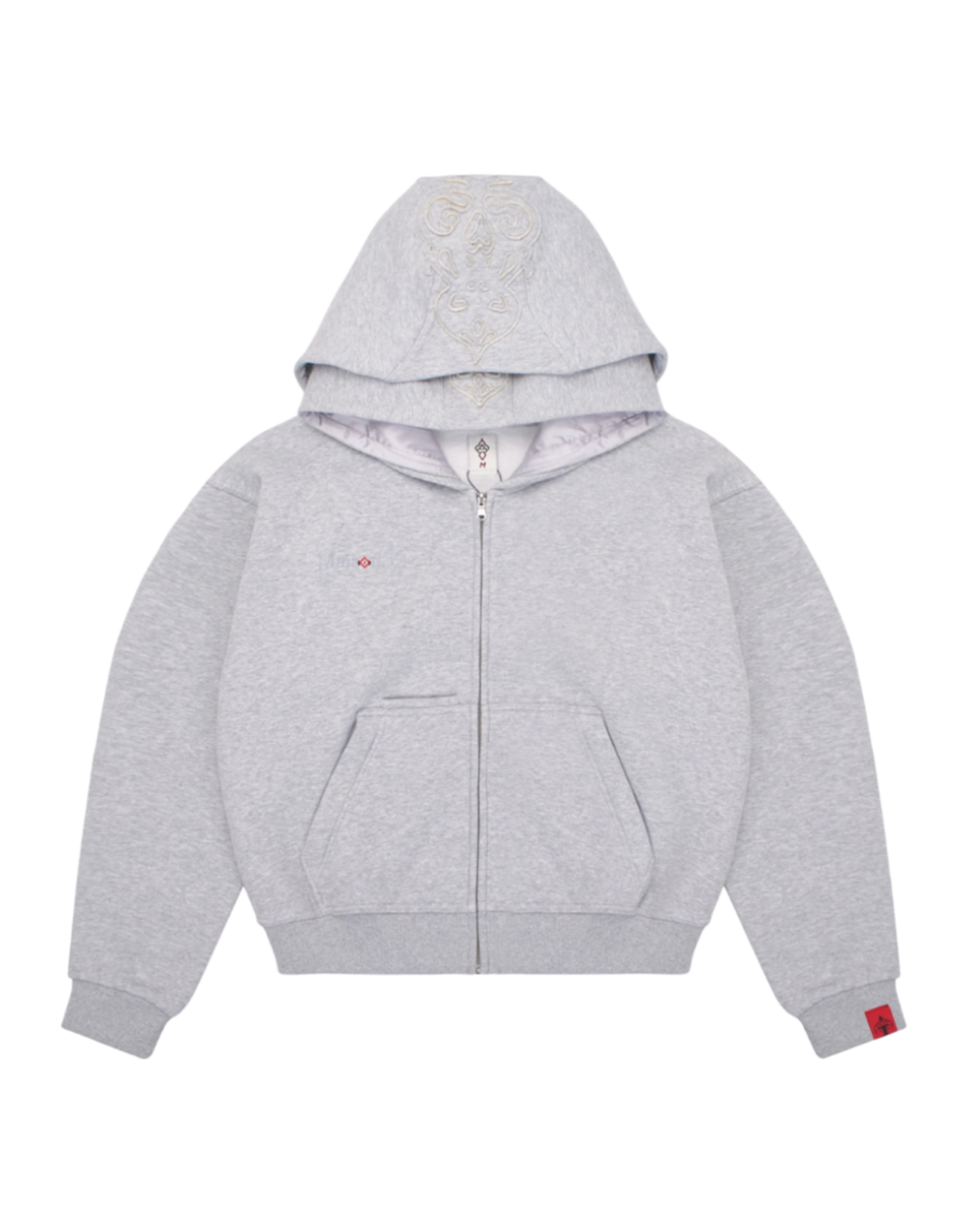 GREY DOUBLE HOOD  ZIP UP